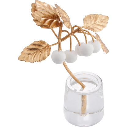 Cherry Blossom on Stand by Chelsea House in white, cream, gold and matte white, gold leaf, clear. Made from unique in a unique style.