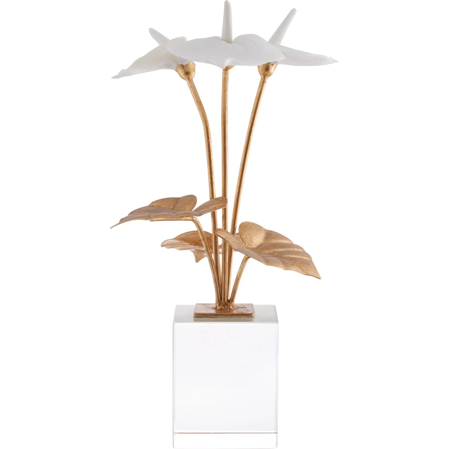 005 SI-2533784 | Additional Silo | Anthuriums on Stand by Chelsea House in white, cream, gold and matte white, gold leaf, clear. Made from unique in a unique style.