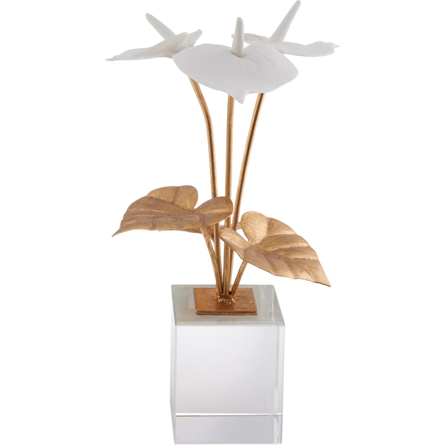 006 SI-2533784 | Additional Silo | Anthuriums on Stand by Chelsea House in white, cream, gold and matte white, gold leaf, clear. Made from unique in a unique style.