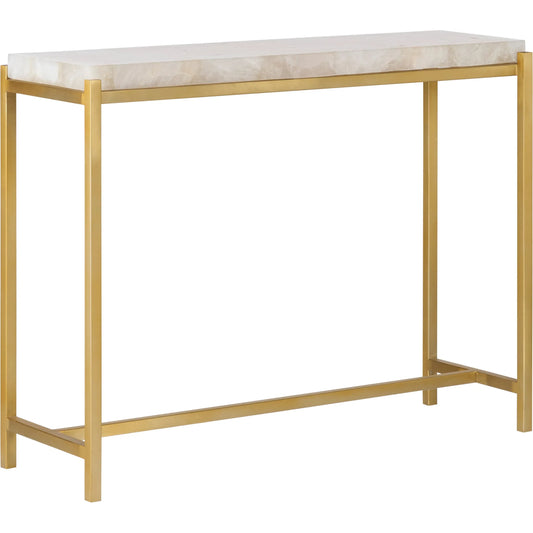 Elie Console by Chelsea House in white, cream, gold and natural white, antique brass. Made from unique in a unique style.