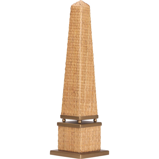 Rattan Obelisk by Chelsea House in tan, gold and natural, antique brass. Made from unique in a unique style.
