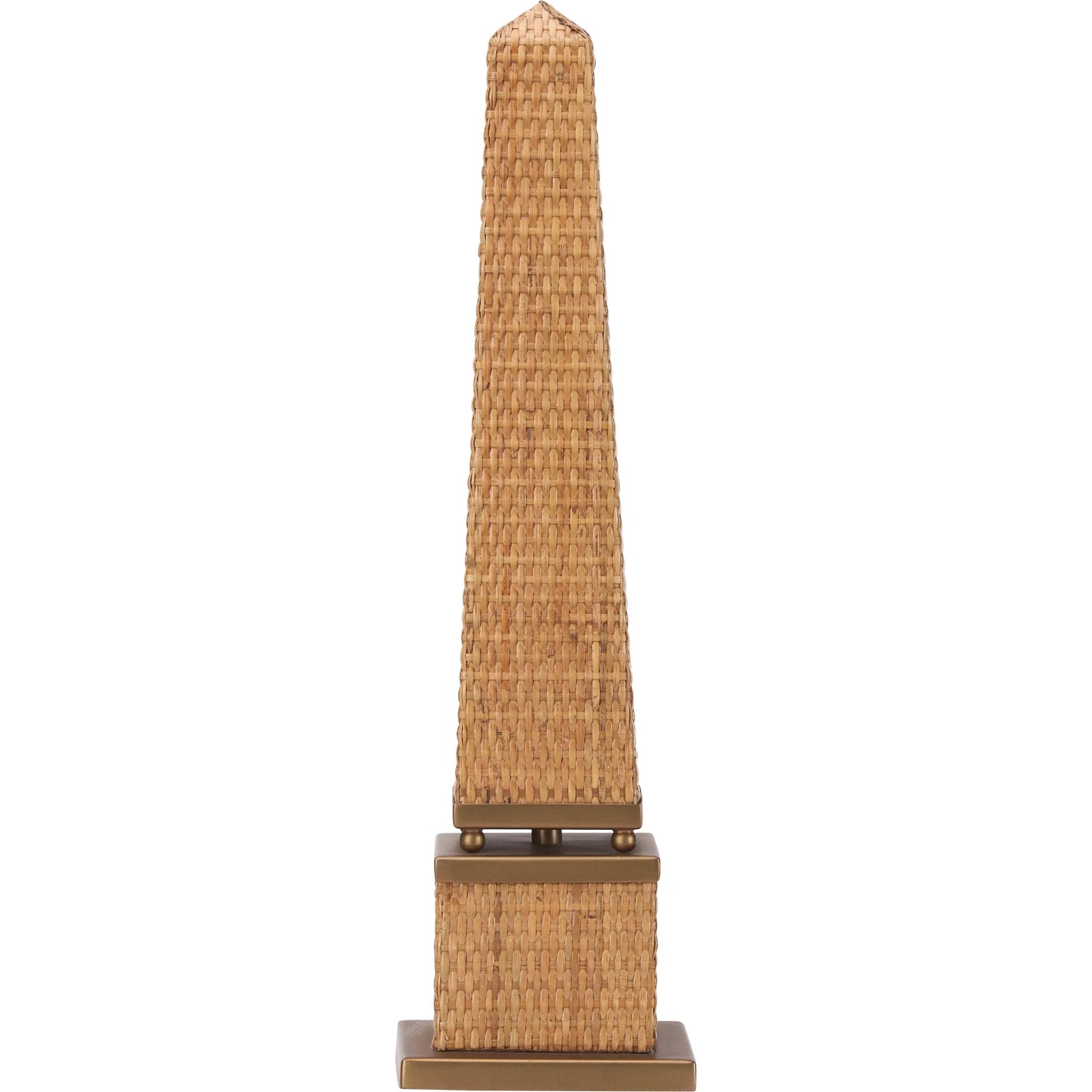 Rattan Obelisk by Chelsea House in tan, gold and natural, antique brass. Made from unique in a unique style.
