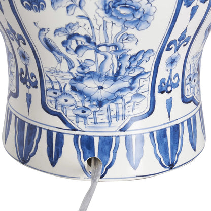 Dutch Delft Lamp by Chelsea House in black, white, cream and blue, white glaze. Made from unique in a unique style.