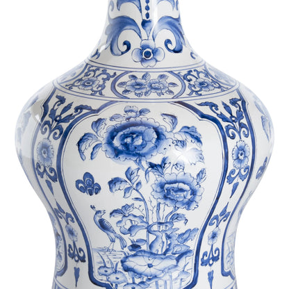 Dutch Delft Lamp by Chelsea House in black, white, cream and blue, white glaze. Made from unique in a unique style.