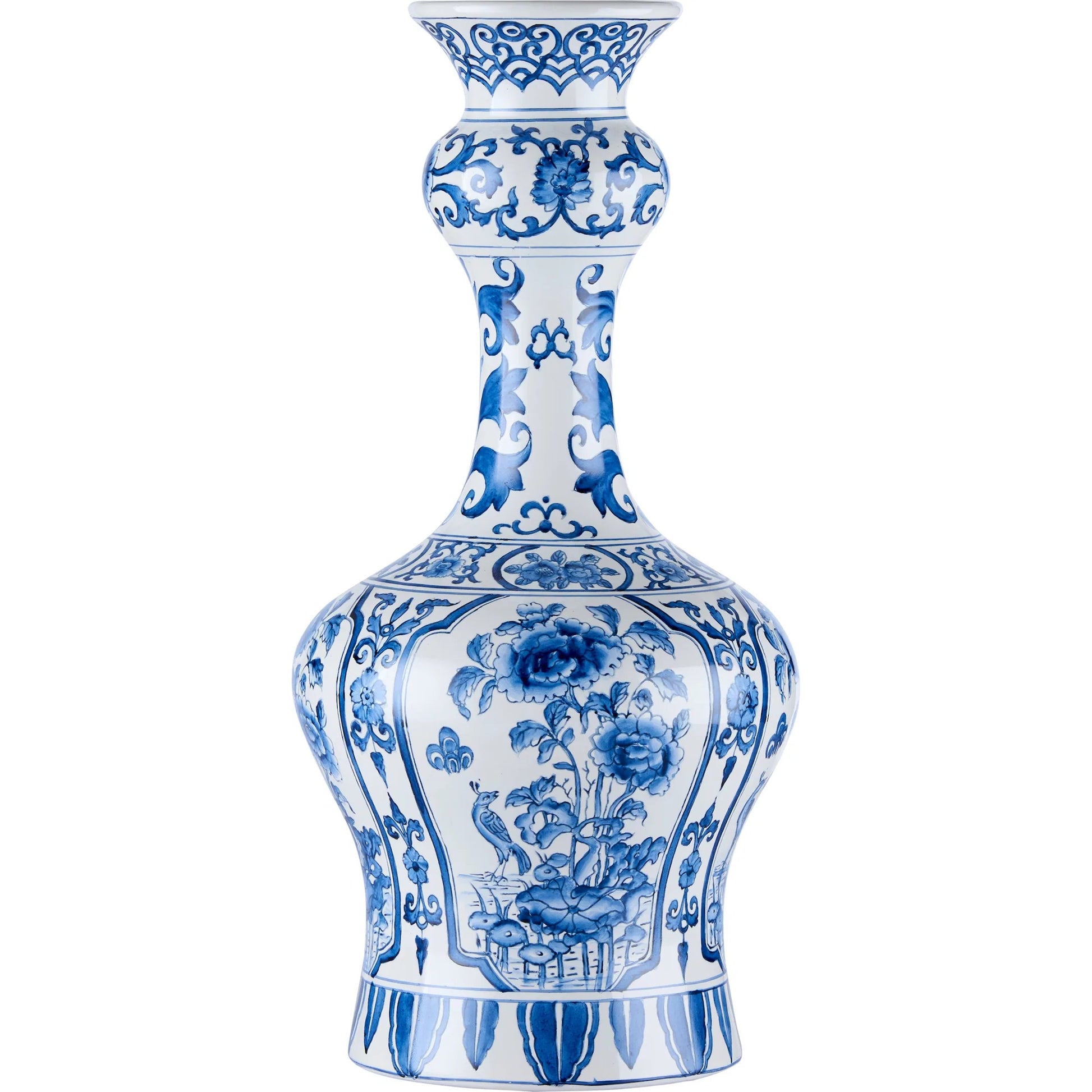 Dutch Delft Vase by Chelsea House in white, cream, blue and blue, white glaze. Made from unique in a unique style.