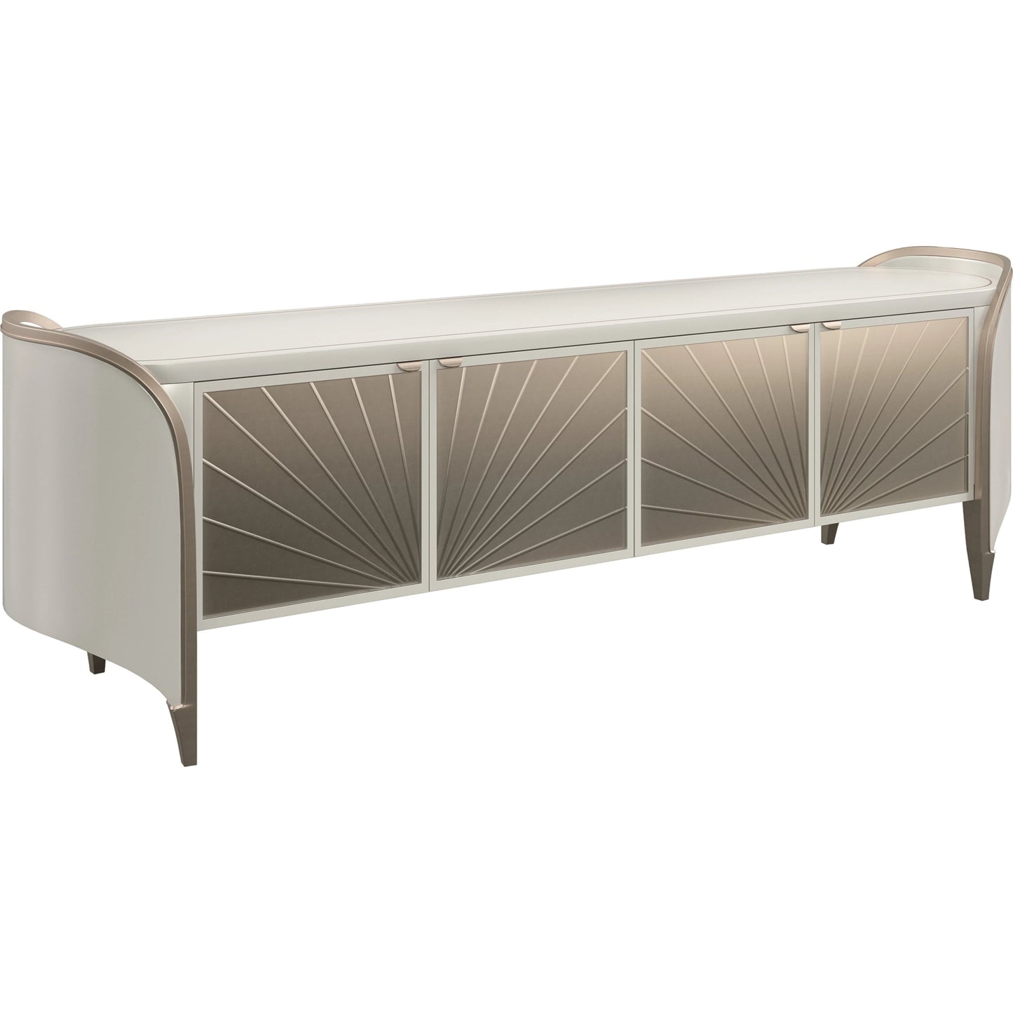 001 SI-2095894 | Additional Silo | Valentina Media Console by Caracole in matte pearl, golden shimmer. Made from birch, maple in a coastal style.