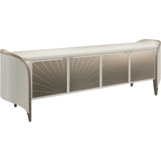 001 SI-2095894 | Additional Silo | Valentina Media Console by Caracole in matte pearl, golden shimmer. Made from birch, maple in a coastal style.
