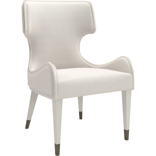 Valentina Upholstered Arm Chair by Caracole in cream and matte pearl. Made from birch in a modern style.