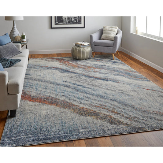 Edgemont Rug - 39IMF by Feizy in ivory, orange, blue. Made from polypropylene, polyester in a unique style.