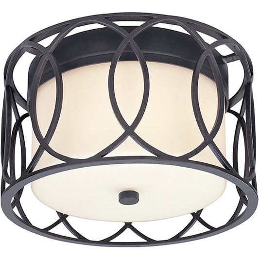 Sausalito Flush Mount by Troy in textured iron. Made from hand worked iron in a unique style.