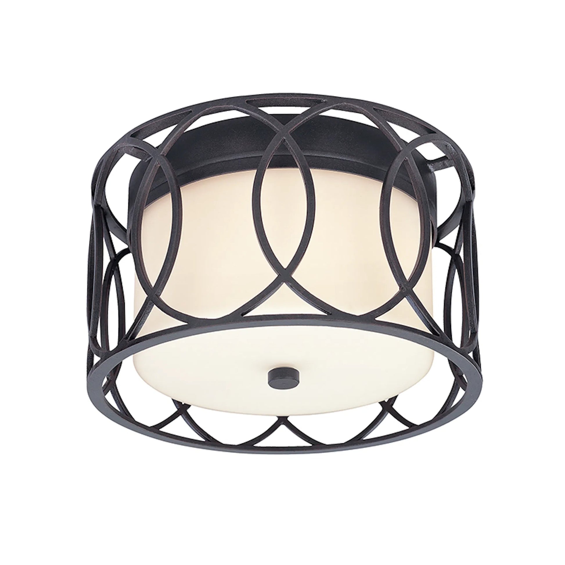 Sausalito Flush Mount by Troy in textured iron. Made from hand worked iron in a cottage & farmhouse style.