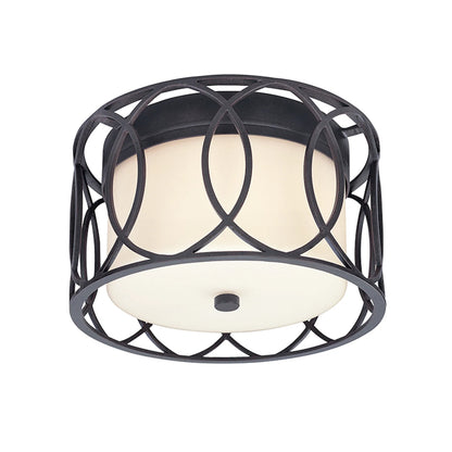 Sausalito Flush Mount by Troy in textured iron. Made from hand worked iron in a cottage & farmhouse style.