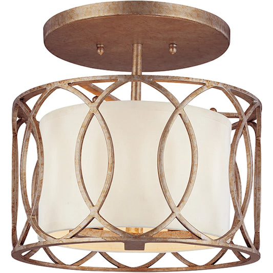 Sausalito Semi Flush Mount by Troy in silver gold. Made from hand worked iron in a unique style.