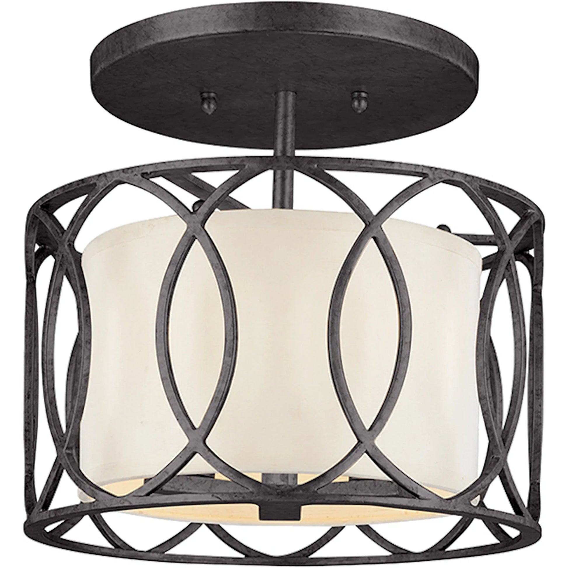 Sausalito Semi Flush Mount by Troy in silver gold. Made from hand worked iron in a cottage & farmhouse style.