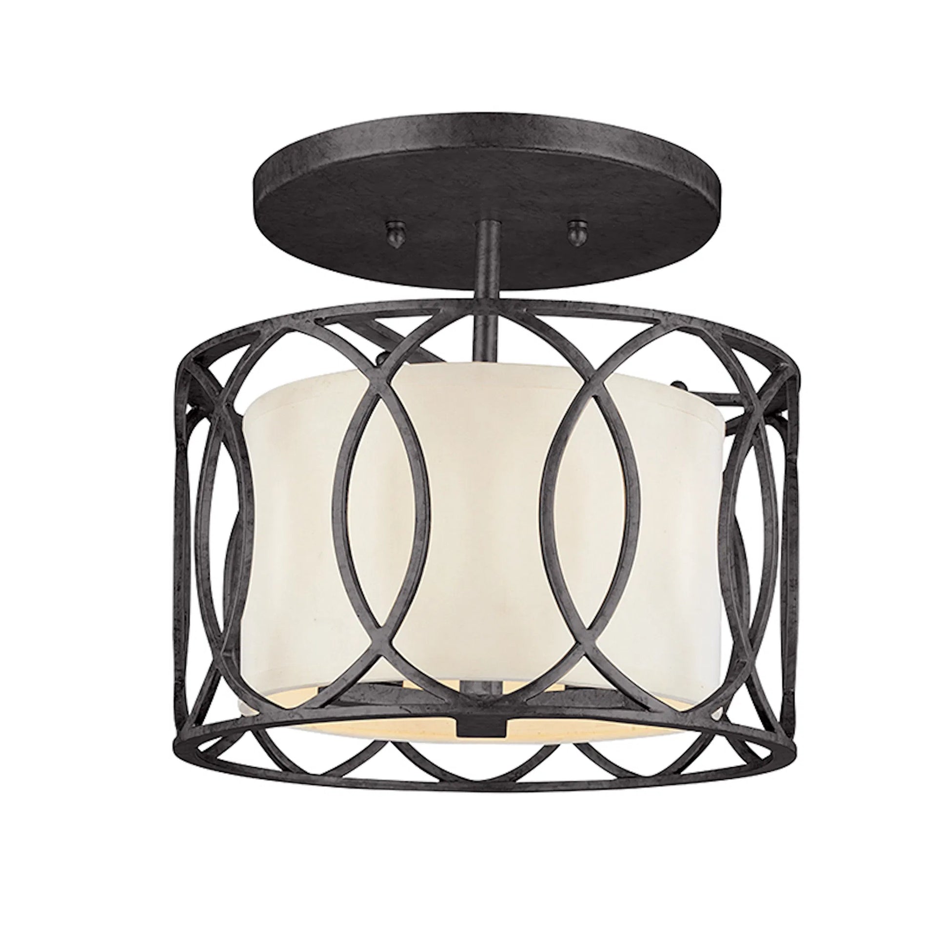 Sausalito Semi Flush Mount by Troy in silver gold. Made from hand worked iron in a cottage & farmhouse style.