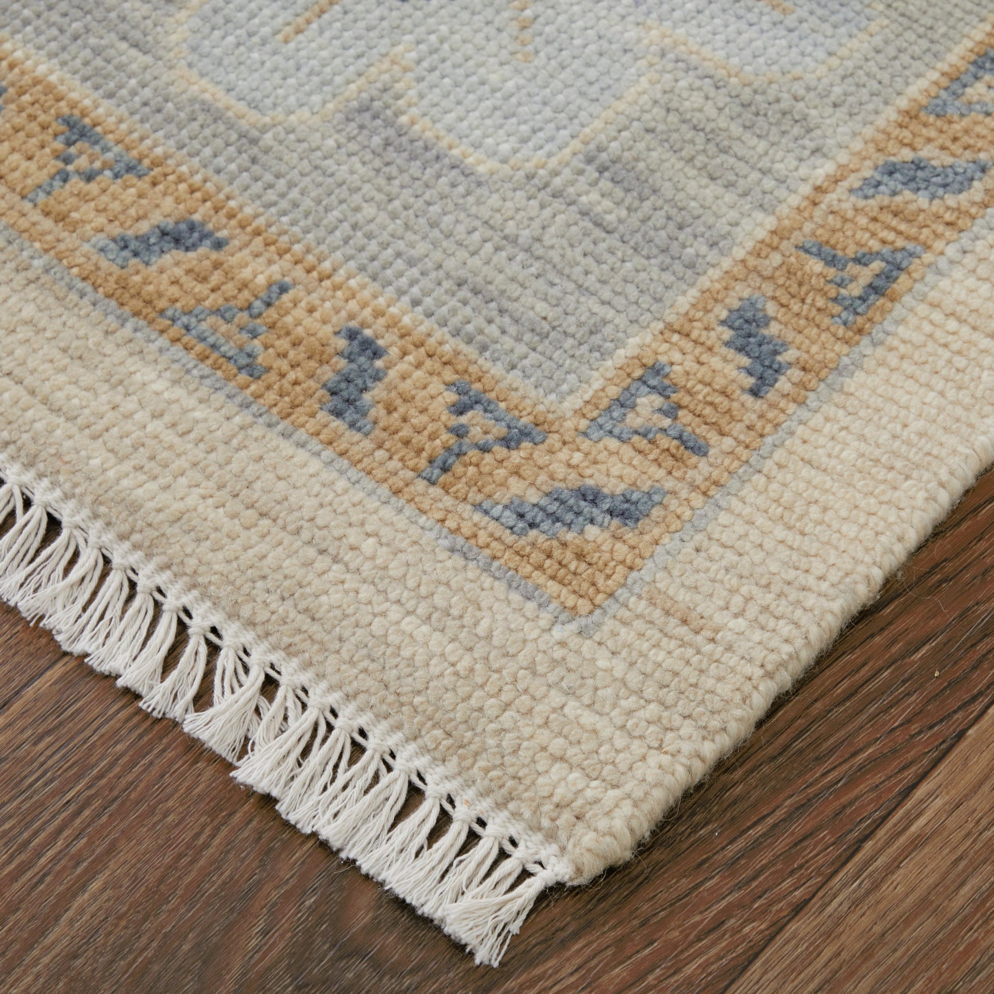 Karina Transitional & Botanical Rug - 90969G6F by Feizy in ivory, blue, tan. Made from wool in a unique style.