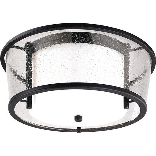 Bennington Flush Mount by Troy in textured black. Made from hand worked iron in a unique style.