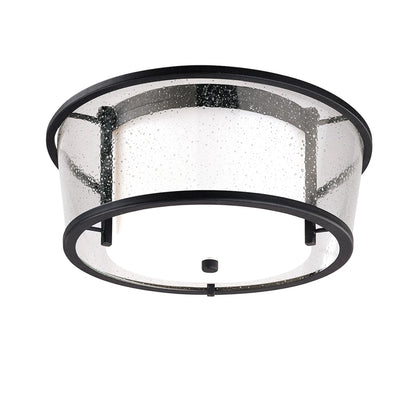 Bennington Flush Mount by Troy in textured black. Made from hand worked iron in a cottage & farmhouse style.