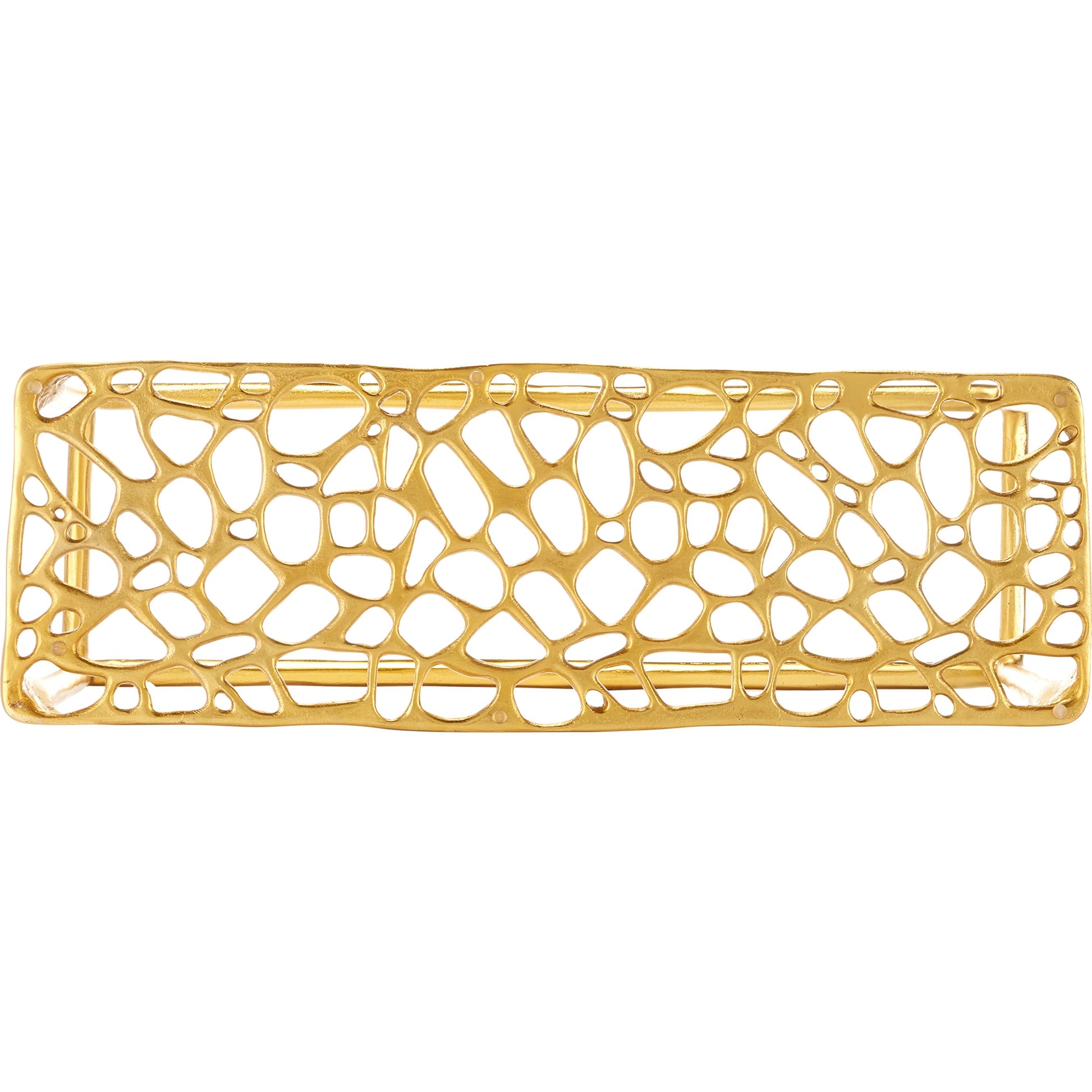 Honeycomb Console Table by Currey and Company in gold, clear. Made from cast aluminum, glass in a modern style.