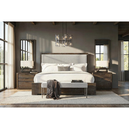 Outline Bench by Bernhardt in beige and atra. Made from fabric, metal in a transitional style.