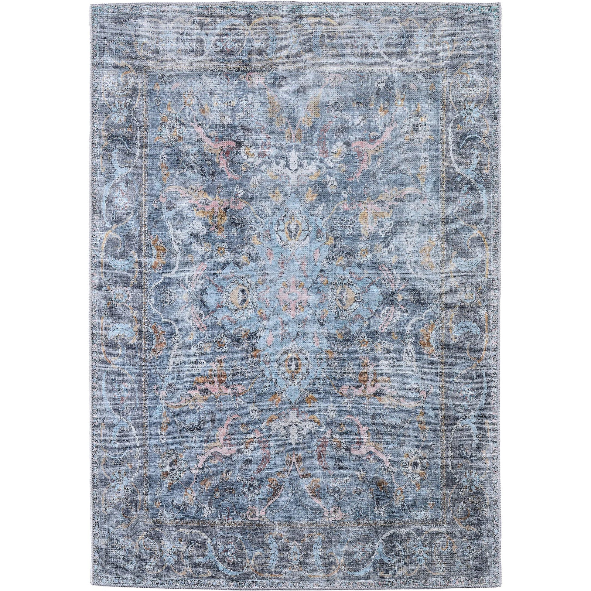 Percy Transitional Rug - 39AFF by Feizy in blue, gray, orange. Made from polyester in a unique style.