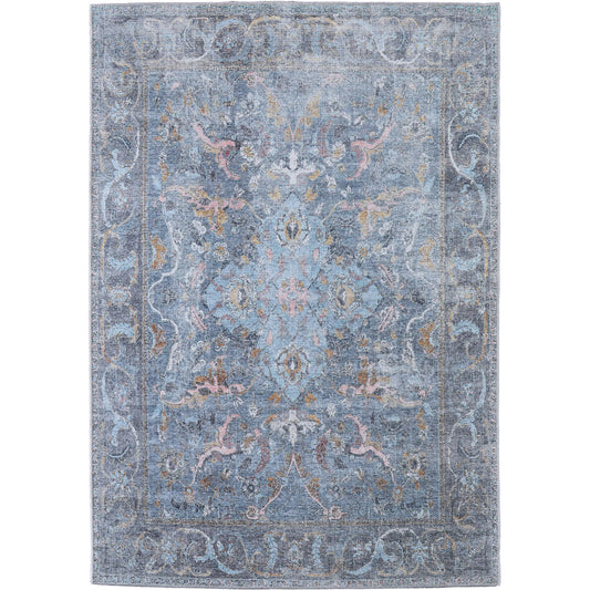 Percy Transitional Rug - 39AFF by Feizy in blue, gray, orange. Made from polyester in a unique style.