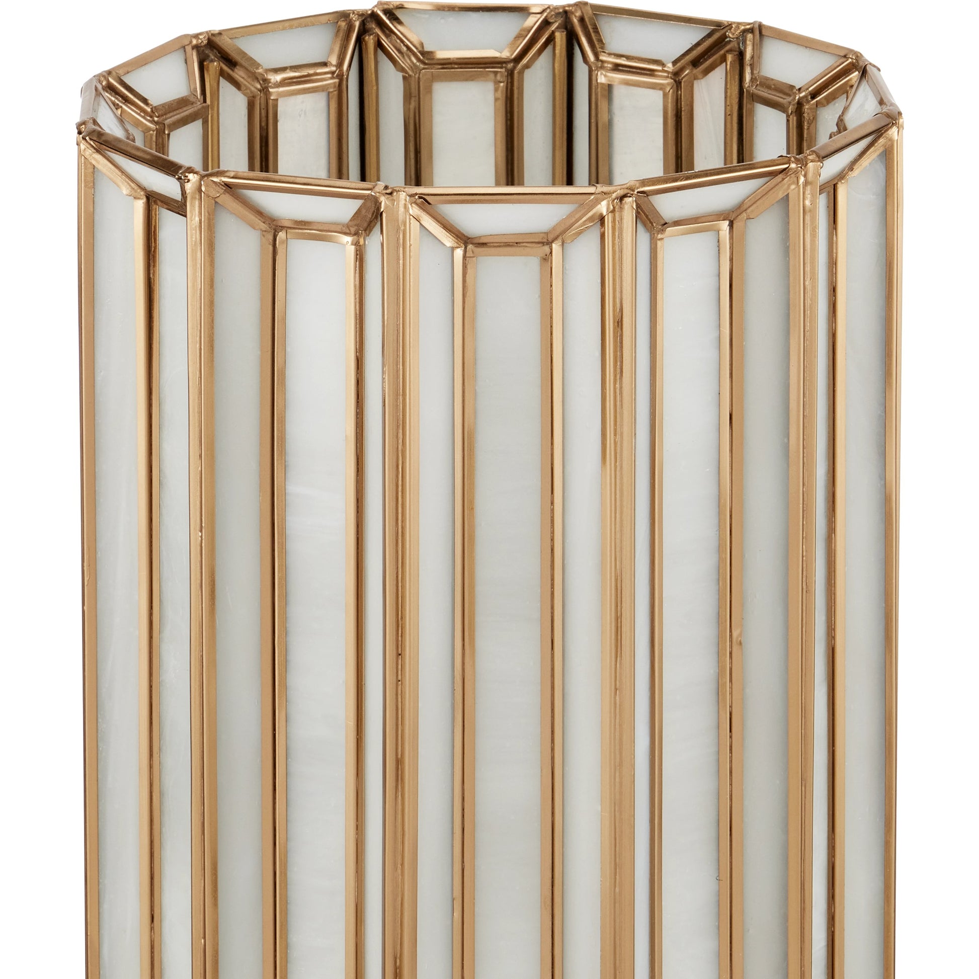 Daze Uplight Table Lamp by Currey and Company in white, antique brass. Made from glass, brass, metal in a modern style.