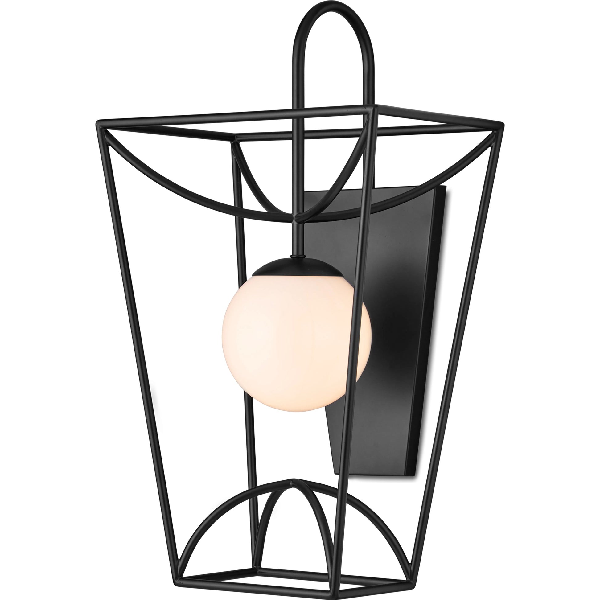 Rochefort Wall Sconce by Currey and Company in black, white. Made from metal, glass in a modern style.