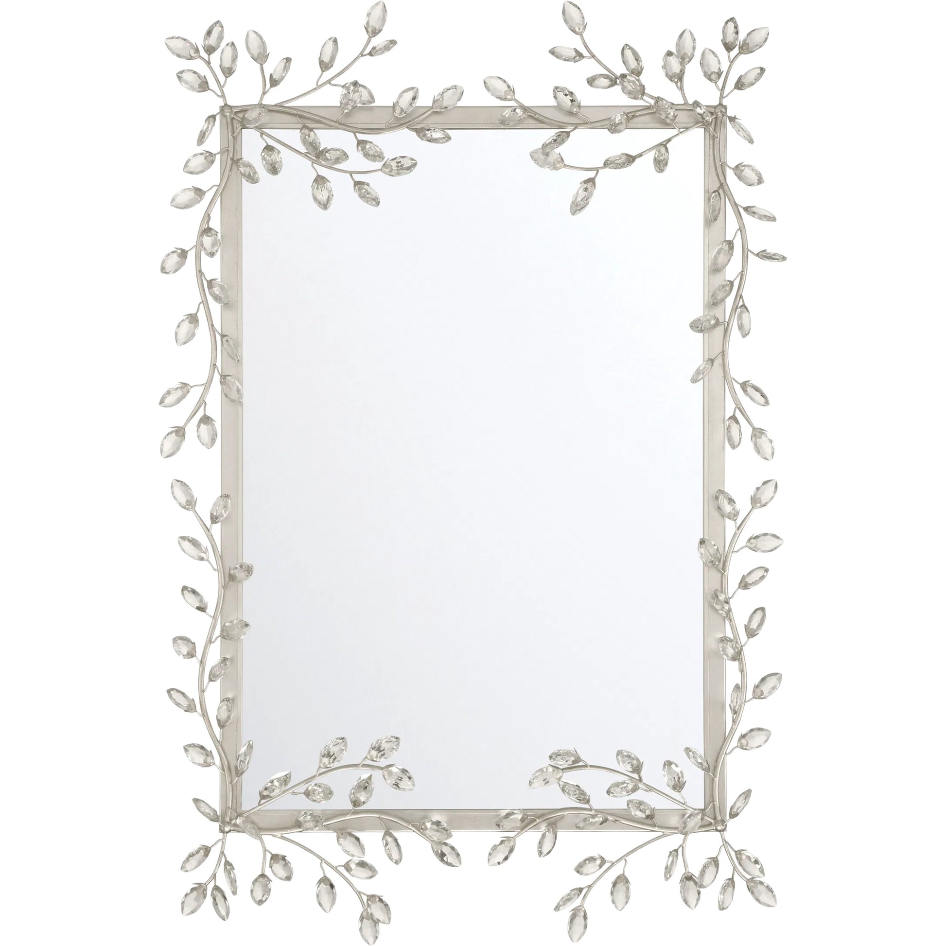 Forget-Me-Not Mirror by Currey and Company. Made from crystal, metal, glass in a modern style.