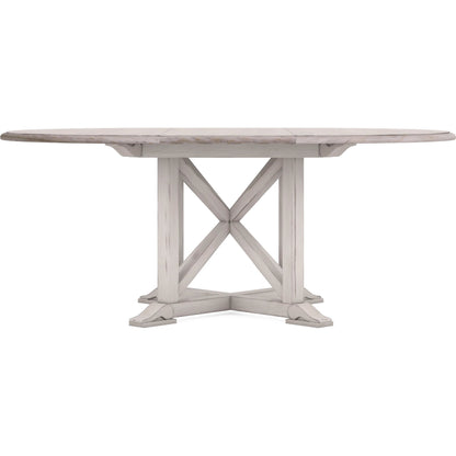 Alcove Round Dining Table by A.R.T. Furniture in belgian ivory. Made from acacia solids, maple veneers in a traditional style.