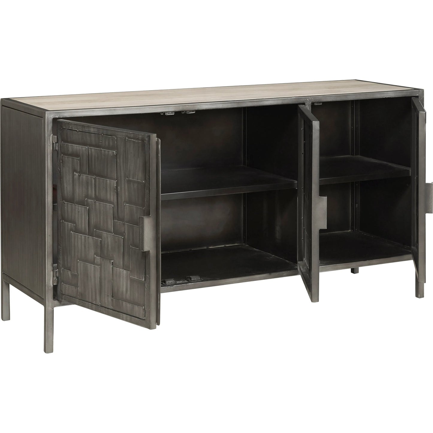 002 SI-2238767 | Additional Silo | 3-Door Metal Sideboard by Pulaski Furniture in gray and metal. Made from mango wood in a unique style.