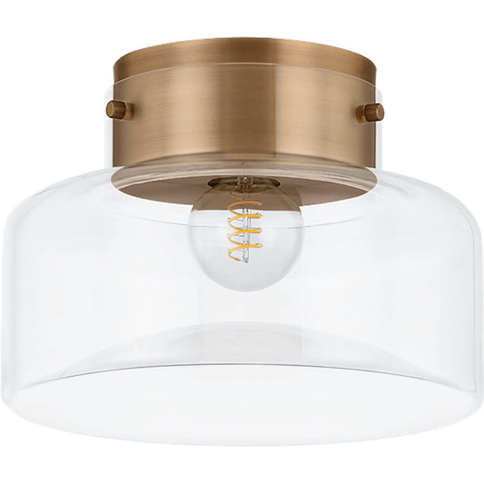 Bellow Flush Mount by Troy in patina brass. Made from steel in a unique style.