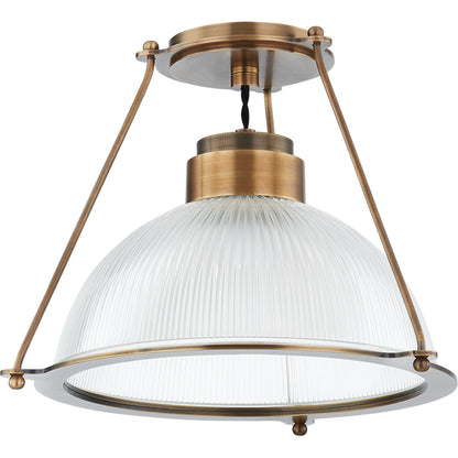 Glint 1 Light Semi Flush Mount by Troy in patina brass. Made from brass in a modern style.