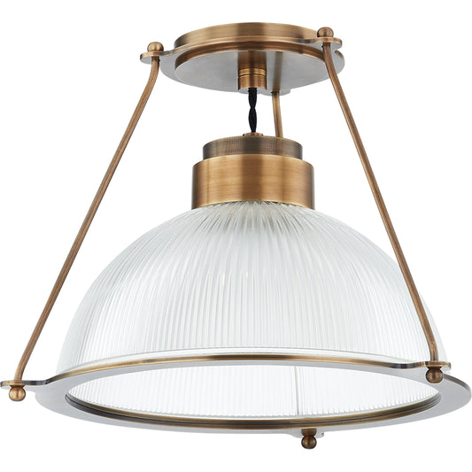 Glint 1 Light Semi Flush Mount by Troy in patina brass. Made from brass in a modern style.