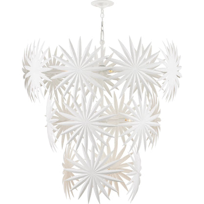 Bismarkia Chandelier by Currey and Company in gesso white. Made from wrought iron in a modern style.