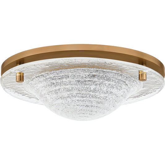 Halston Flush Mount by Troy in patina brass. Made from glass in a unique style.