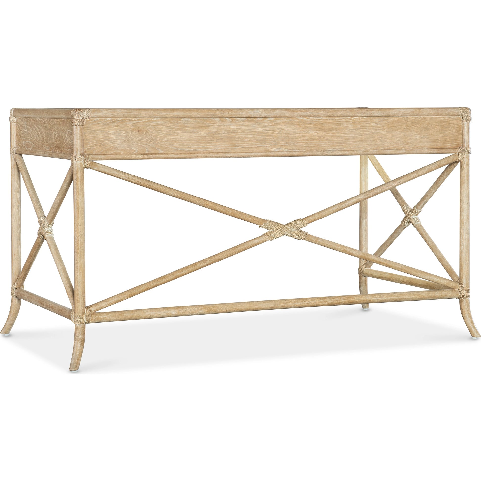 Retreat Pole Rattan Writing Desk by Hooker Furniture. Made from oak, maple veneers, rope in a cottage & farmhouse style.