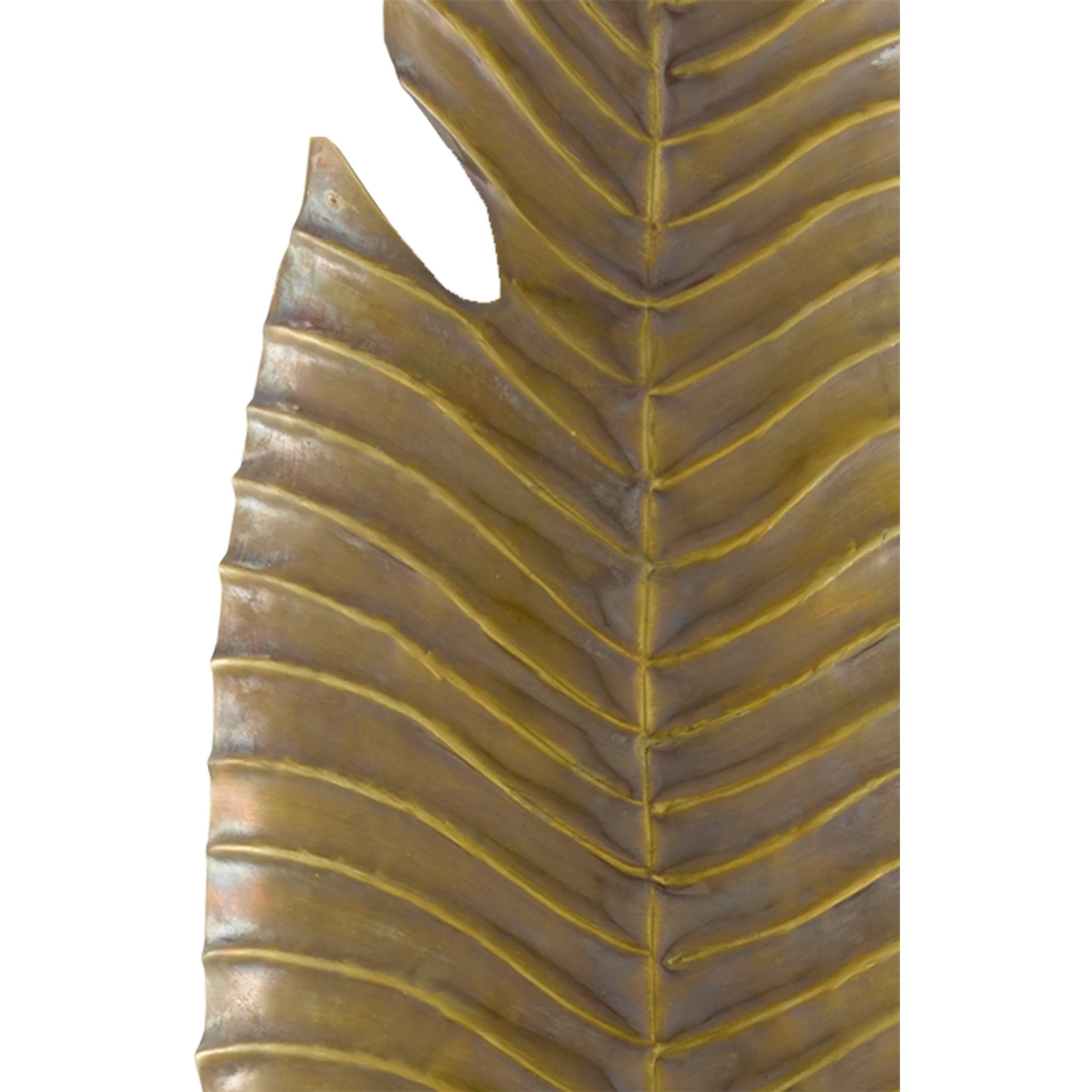 Tropical Leaf Wall Sconce by Currey and Company in vintage brass. Made from brass in a transitional style.