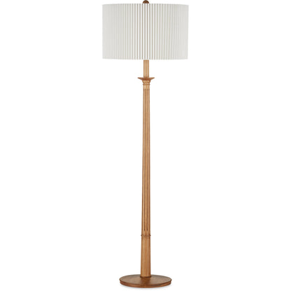 Mitford Floor Lamp by Currey and Company in natural. Made from wood in a modern style.