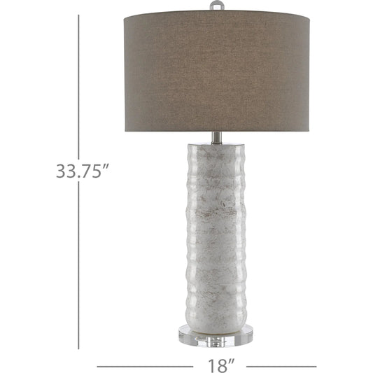 Pila Table Lamp by Currey and Company in ivory, taupe. Made from ceramic, optic crystal in a modern style.