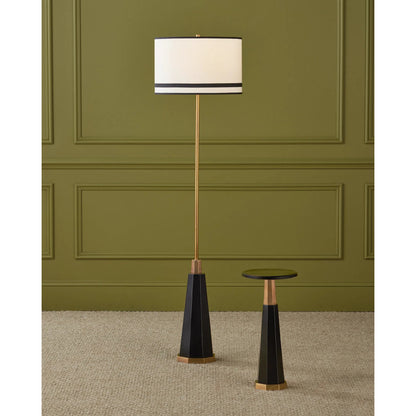 Gieves Floor Lamp by Currey and Company in black, bronze, antique brass. Made from stone, cast aluminum, brass in a modern style.