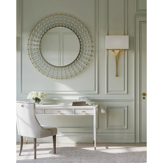 Calais Mirror by Currey and Company in gold leaf, mirror. Made from iron, recycled glass, glass in a modern style.