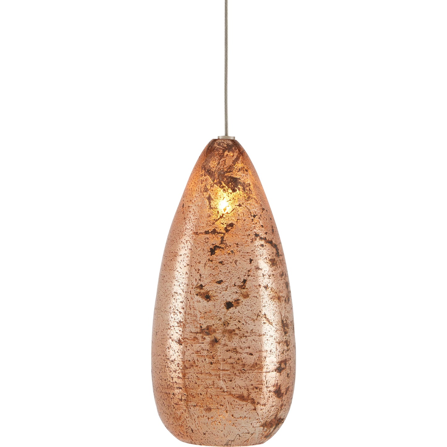 004 SI-1894504 | Closeup | Rame Round 15-LIGHT Multi-Drop Pendant by Currey and Company in copper, silver. Made from antique copper, glass in a transitional style.