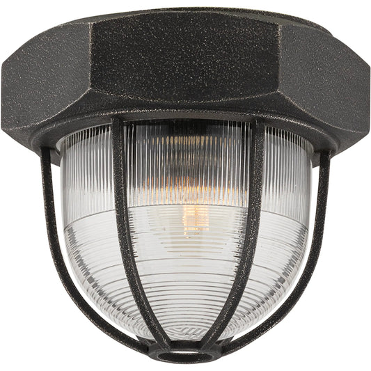 Acme Flush Mount by Troy in aged silver. Made from solid aluminum in a modern style.