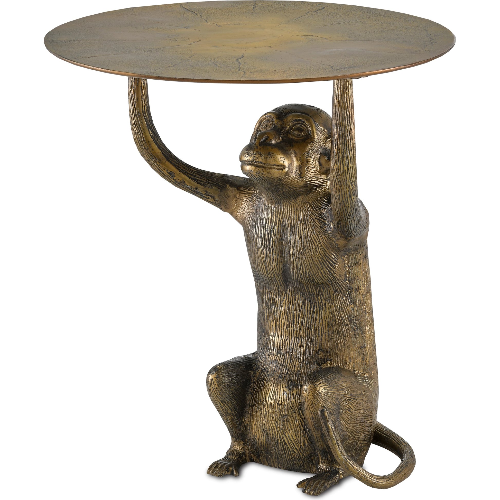 Abu Accent Table by Currey and Company in antique gold. Made from cast aluminum in a eclectic & global style.