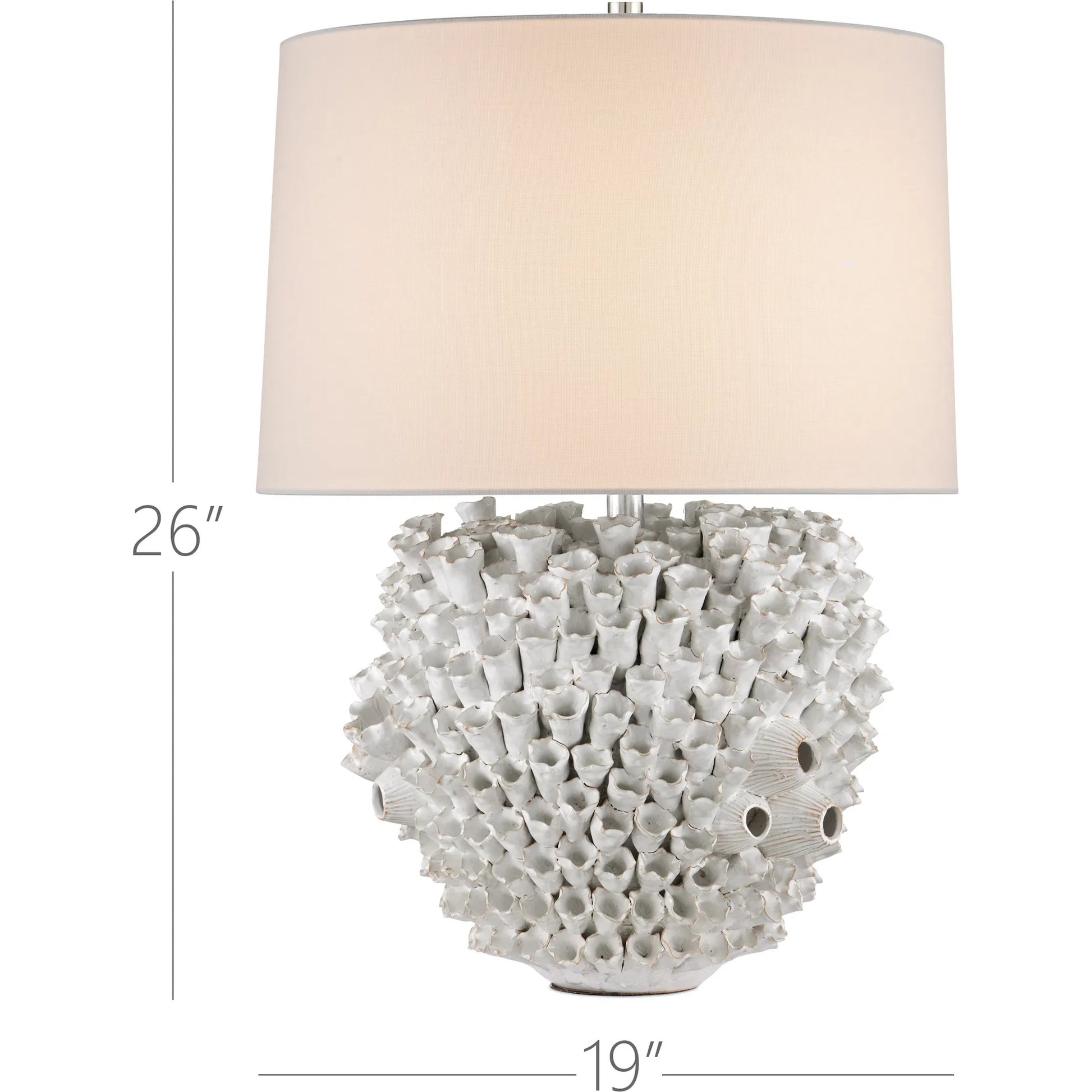 Manitapi Table Lamp by Currey and Company in white. Made from ceramic in a eclectic & global style.