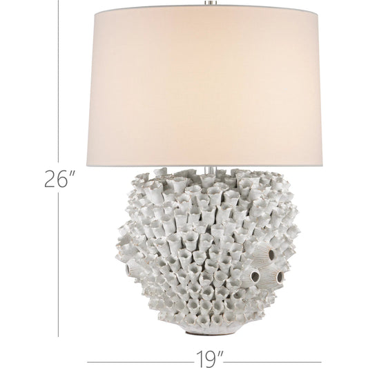 Manitapi Table Lamp by Currey and Company in white. Made from ceramic in a unique style.
