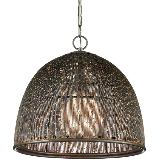 Eduardo Pendant by Currey and Company in natural iron, brass. Made from metal, brass in a modern style.