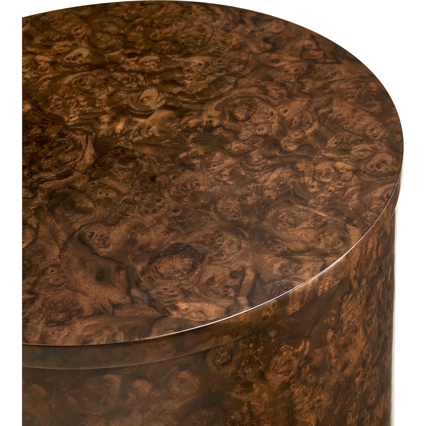 005 SI-2334498 | Closeup | Jacques Martini Table by Jonathan Charles in brown and walnut burl. Made from book match walnut burl veneer, egg shell in a unique style.
