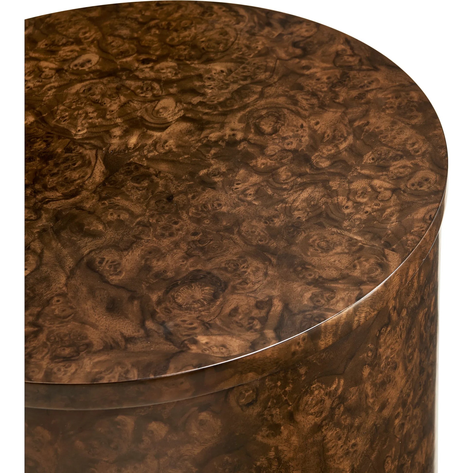 Jacques Martini Table by Jonathan Charles in brown and walnut burl. Made from book match walnut burl veneer, egg shell in a unique style.